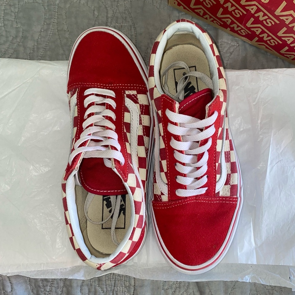 Old Skool Red Checkered Vans